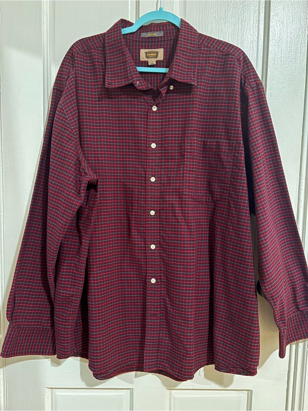 The Foundry Big & Tall Supply Co. long-sleeve plaid button-down shirt